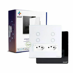 Interruptor Touch 4x4 4 Botões com Tomada WiFi 2.5D Ekaza Tuya EKAT T3075 4W