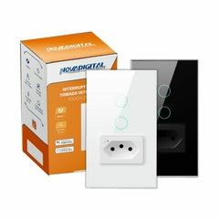 Interruptor Touch Zigbee 4x2 de 2 Botões com Tomada Mesh